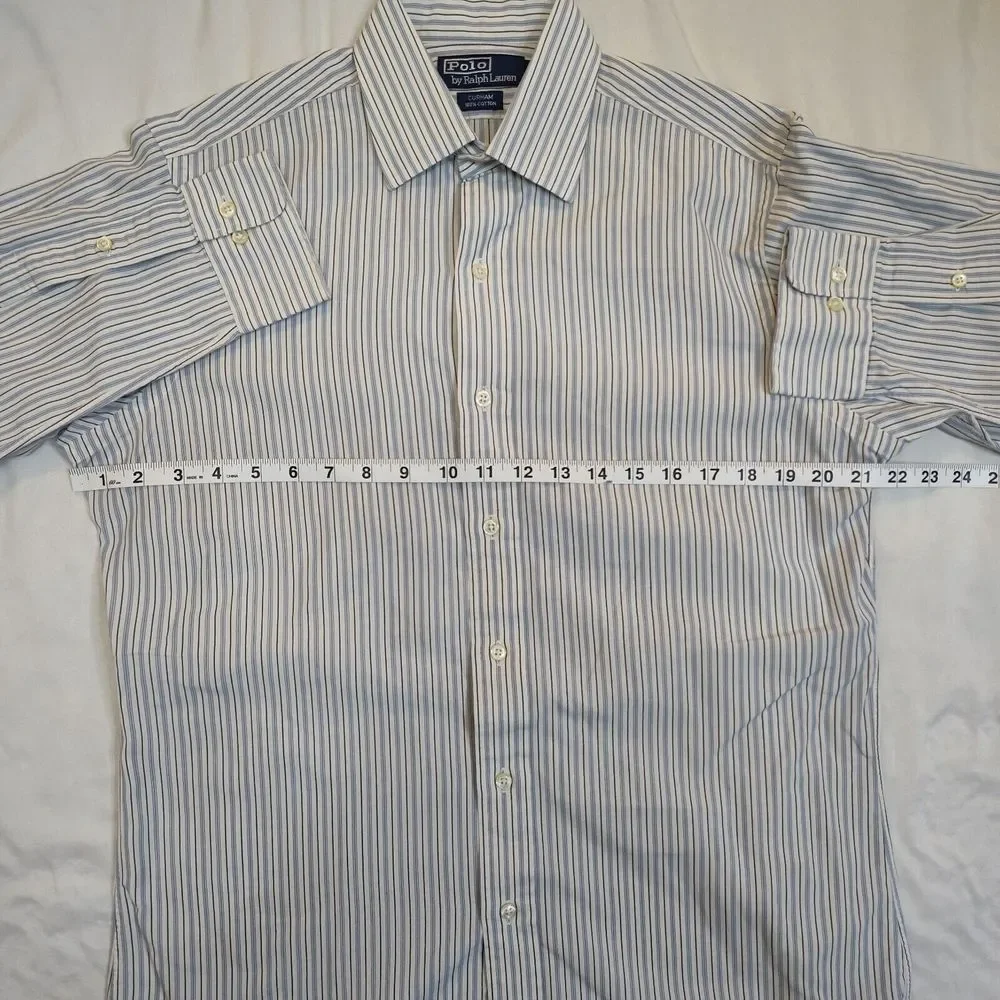 Polo By Ralph Lauren‎ Curham Pinstripe Button Down Long Sleeve Size 15 32/33